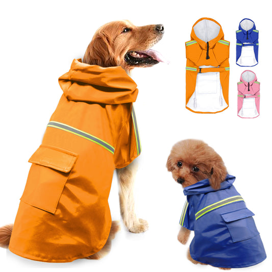 Waterproof reflective dog raincoat