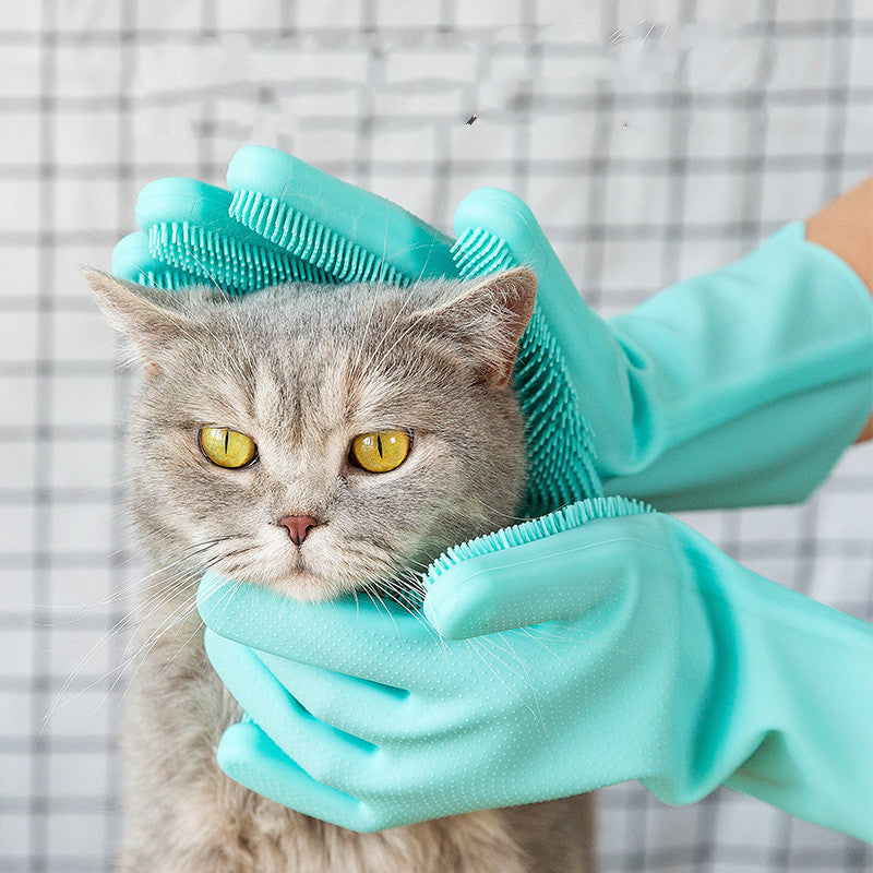 Silicone pet grooming glove